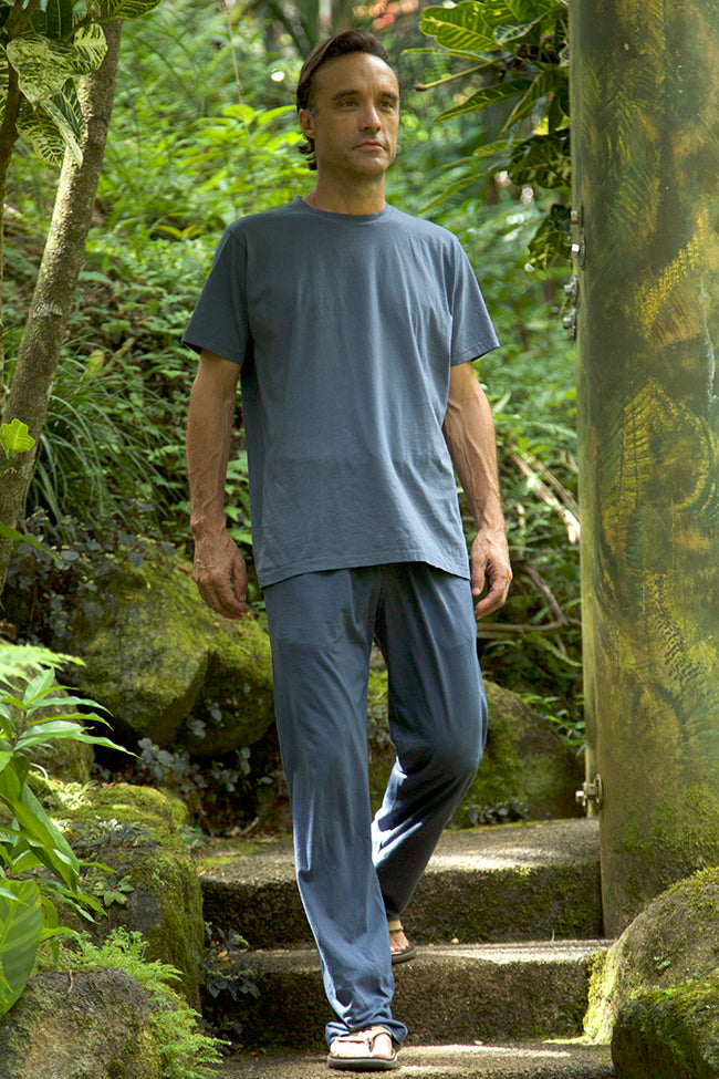 Organic Cotton, pant, drawstring, lounge, loungewear, navy, men, men's, eco-friendly, low impact dye, made in usa, environmentally friendly,