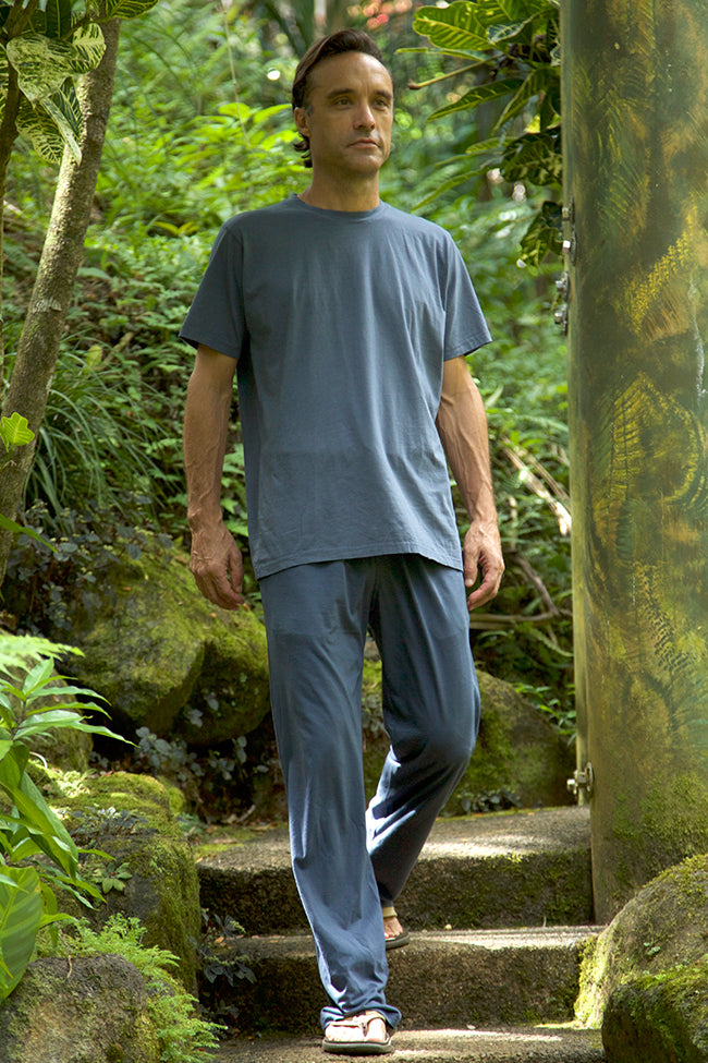 Organic Cotton, pant, drawstring, lounge, loungewear, navy, men, men's, eco-friendly, low impact dye, made in usa, environmentally friendly, 