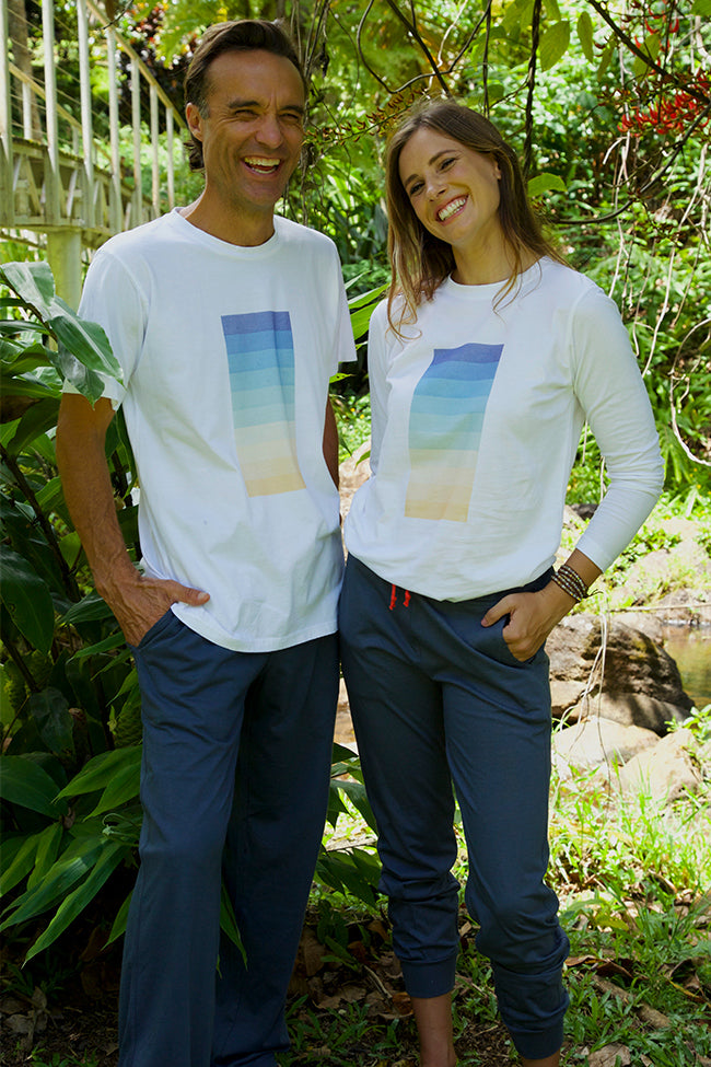 Organic Cotton, tee, tshirt, t-shirt, shortsleeve, short sleeve, s/s, white, men, men's, eco-friendly, low impact dye, made in usa, environmentally friendly, print, horizon, robert siemers, 